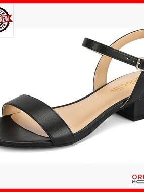 Women's Low Heel Sandals Adjustable Ankle Strap Dressy Comfortable Wedding Shoes